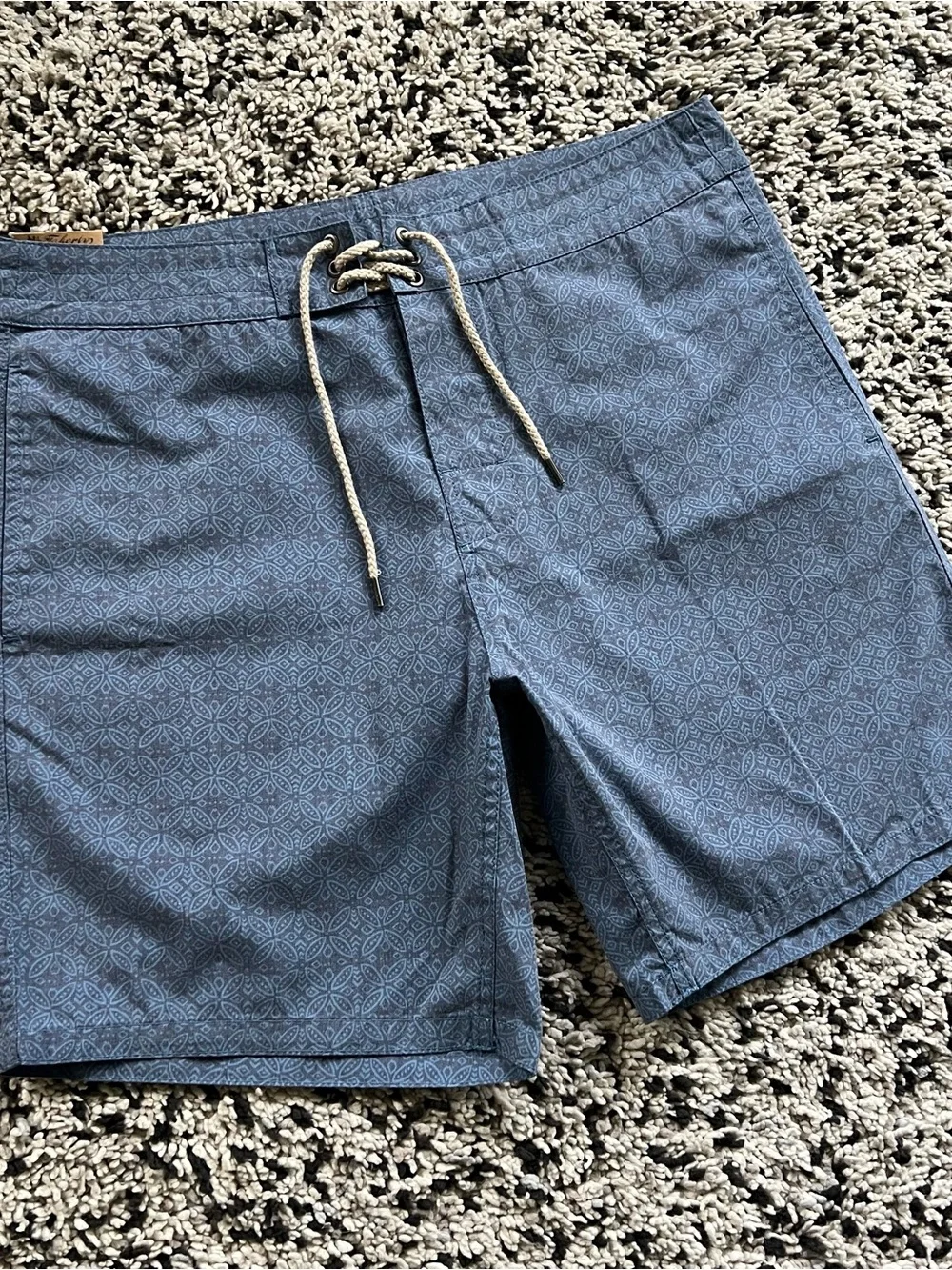 Faherty Biarritz Board Shorts Blue 7” Inseam Tie Waist Quick Dry Men’s Size 32